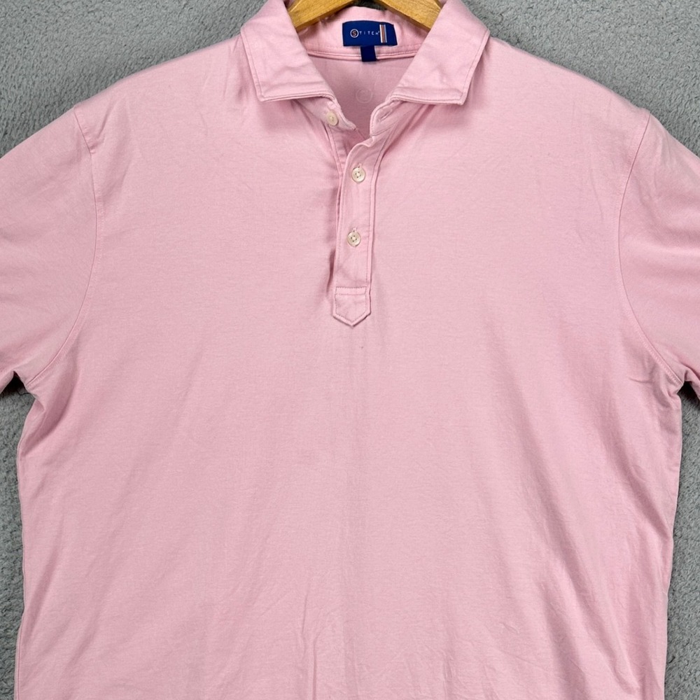 Stitch Mens Golf Polo Shirt Large Pink Short Sleeve Rugby‎ Giza Cotton Stretch
